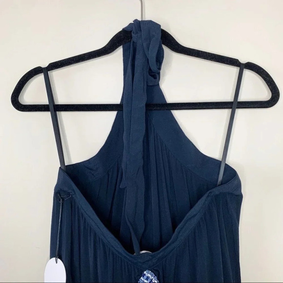 Tularosa Revolve Cory Halter Top Navy Blue Tassels Open Back Embroidered Size XS - Picture 15 of 16